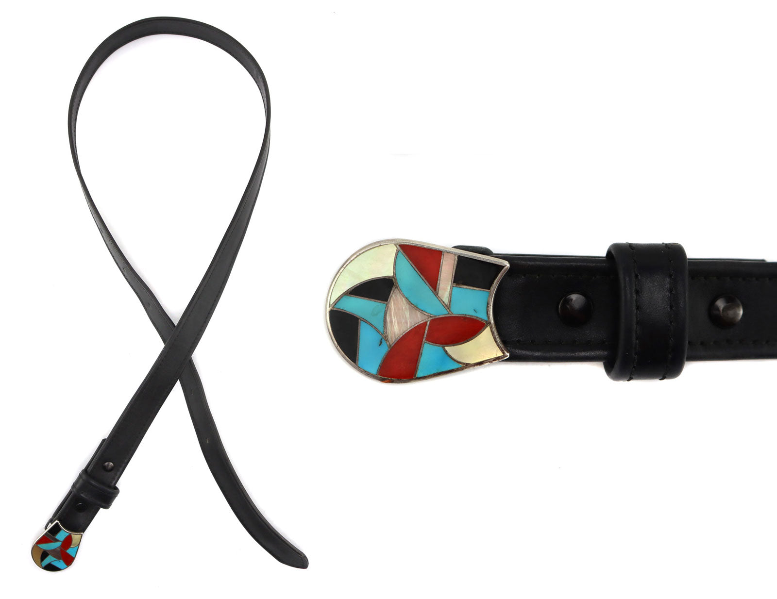 Ben Eustace (1924-2007) - Zuni - Multi-Stone Channel Inlay, Silver, an