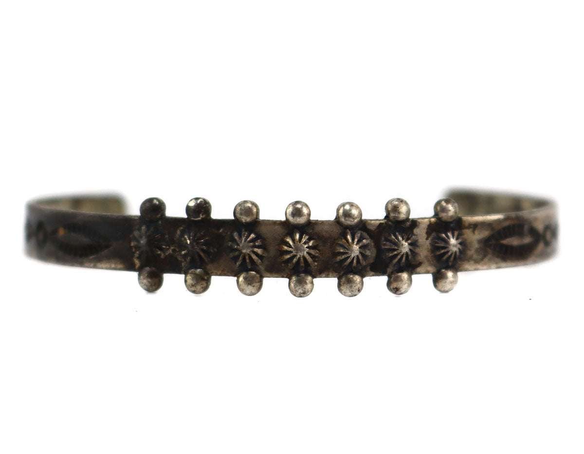 Navajo - Silver Bracelet with Stamped Design c. 1930s, size 5