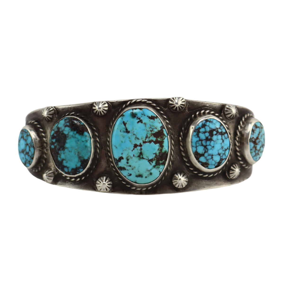 Navajo - Turquoise and Silver Bracelet c. 1920-30s, size 7