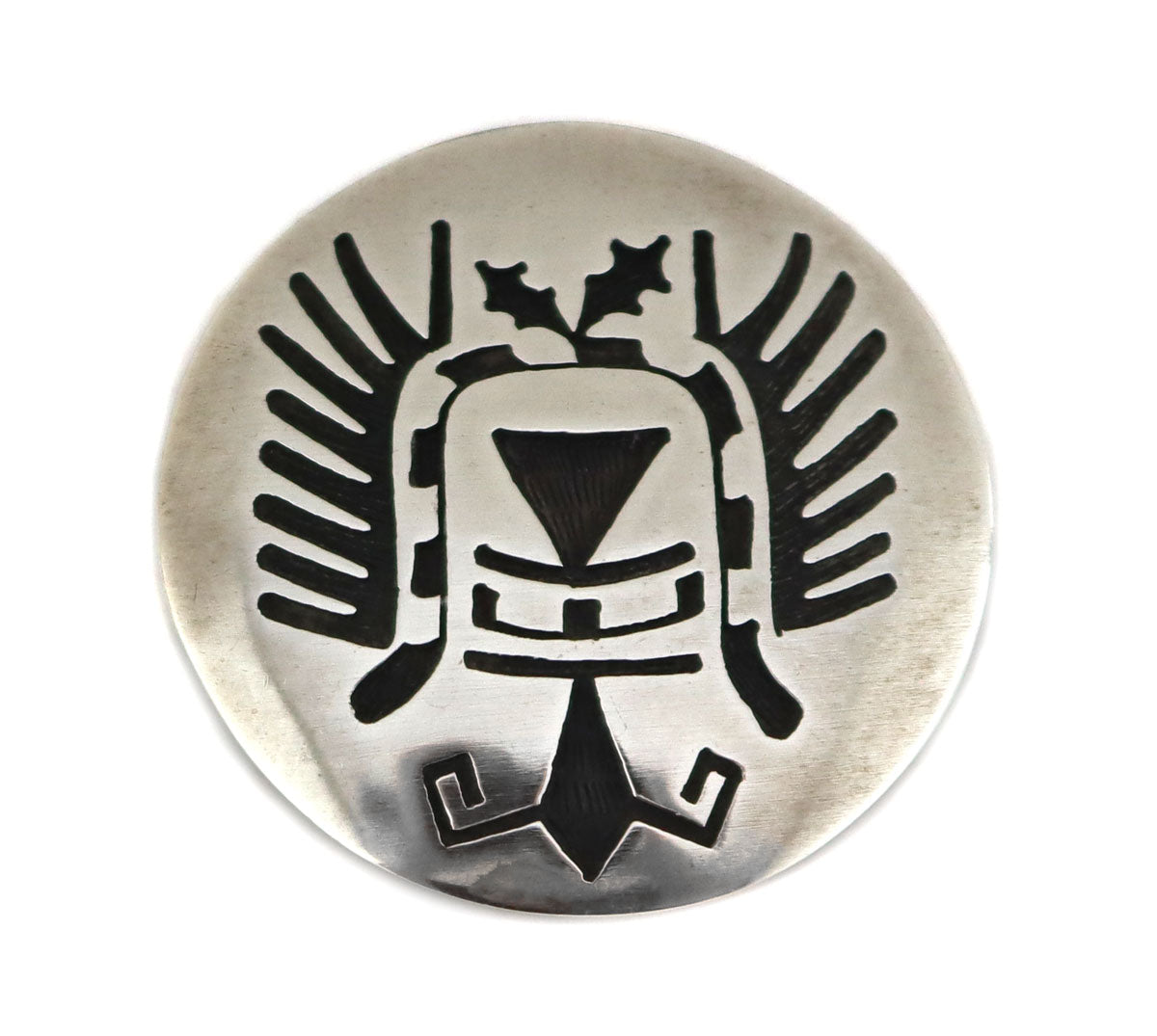 Michael Sockyma (b. 1942) - Hopi Silver Overlay Kachina Pin/Pendant c.