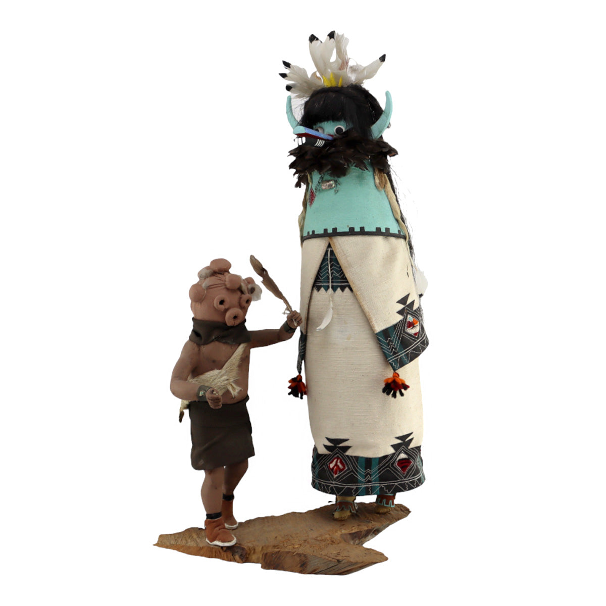 Homer Sowtey - Zuni Pueblo Shalako and Koyemsi Katsina Doll Pair c. 19