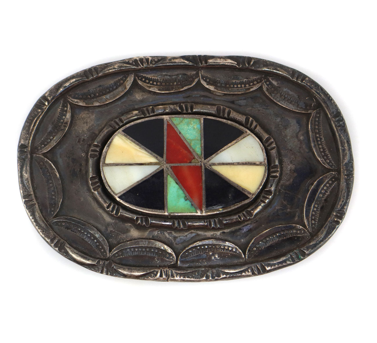 Zuni - Multi-Stone Channel Inlay and Silver Belt Buckle with  display picture 2