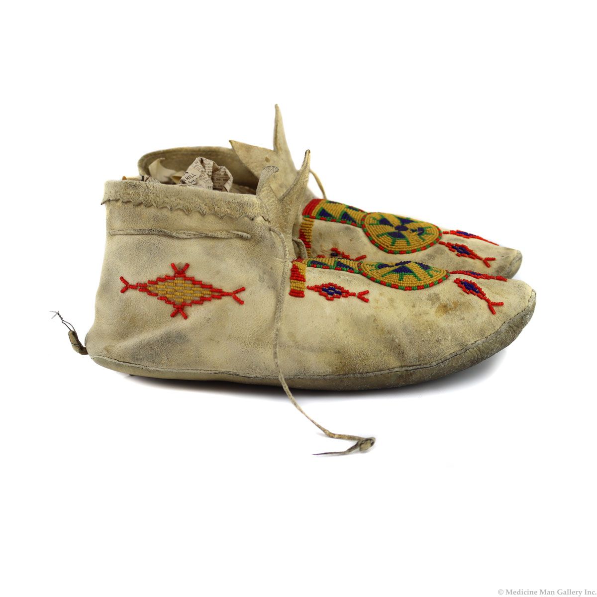 Crow Beaded Leather Moccasins 1920s, x 11