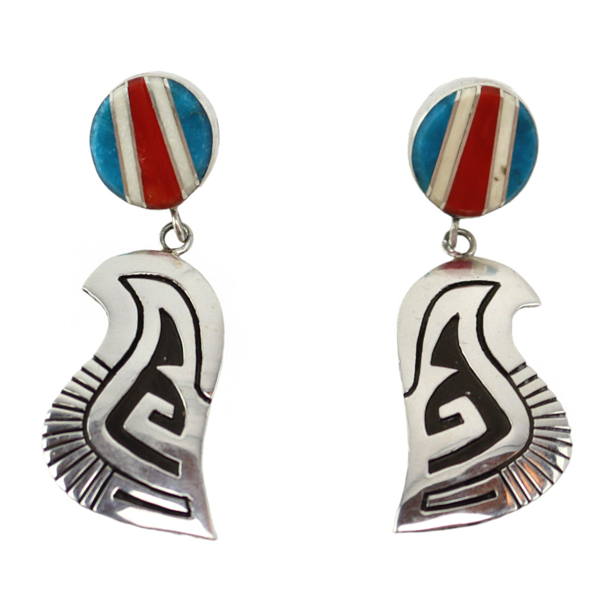 Abraham Begay Navajo Contemporary Multi-Stone Inlay and Sterling S