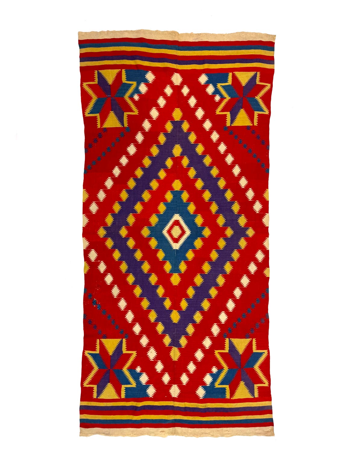 Chimayo Blanket with Valero Stars c. 1890s, 87" x 43" (T91261B112300