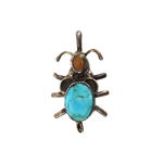 Navajo - Turquoise, Agate, and Silver Bug Pin/Pendant c. 1960s, 1.875" x 1.125" (J16116)