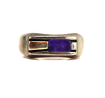 Ronnie Joe Henry - Navajo Sugilite, Sterling Silver with Gold Overlay Ring c. 1970-80s, size 6 (J13998-203)