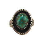 Navajo Turquoise and Silver Ring c. 1950s, size 6.75 (J13998-216)