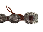 
Leonard Platero - Navajo - Silver and Leather Concho Belt c. 1970-80s, 31" - 38" waist (J90252C-0723-001) 1