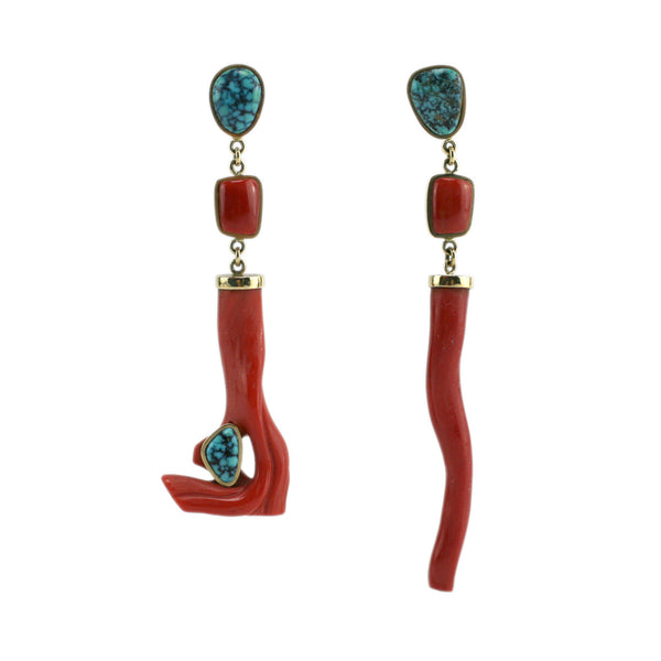 Boucles d'oreilles tissées corail rose et or jaune 18k. - La Taillerie Du Corail
