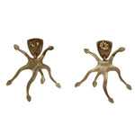 14k Gold Post Earrings with Abstract Design c. 1990s, 1.625" x 1.5"