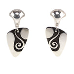 Raynard Scott (b. 1965) - Navajo - Contemporary "Swan" Sterling Silver Post Earrings, 2" x 0.875"