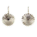 Raynard Scott (b. 1965) - Navajo - Contemporary "Sunburst" Sterling Silver French Hook Earrings, 1.5" x 1"