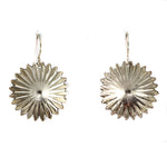 Raynard Scott (b. 1965) - Navajo - Contemporary "Sunburst" Sterling Silver French Hook Earrings, 1.5" x 1"