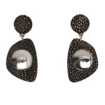 Raynard Scott (b. 1965) - Navajo - Contemporary "Lunar" Sterling Silver Post Earrings, 1.875" x 0.875"