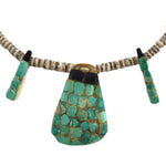 Santo Domingo (Kewa) - Turquoise and Jet Cobble Inlay, Shell, and Heishi Necklace c. 1930s, 25" length