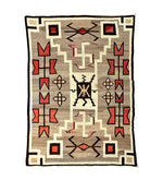 Navajo Crystal J.B. Moore Plate XXVIII Monumental Storm Pattern Rug with Whirling Logs, Feathers, and Waterbug Pictorials c. 1909, 137" x 102"