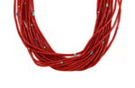 Victor Beck (1941-2022) - Navajo 14-Strand Coral, Multi-Stone, and Gold Beaded Necklace with Multi-Use Extender c. 2005