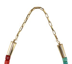 Victor Beck (1941-2022) - Navajo 14-Strand Coral, Multi-Stone, and Gold Beaded Necklace with Multi-Use Extender c. 2005