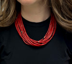 Victor Beck (1941-2022) - Navajo 14-Strand Coral, Multi-Stone, and Gold Beaded Necklace with Multi-Use Extender c. 2005