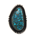 Julian Lovato (1925-2018) - Santo Domingo (Kewa) - Lone Mountain Turquoise and Sterling Silver Ring c. 1950s, size 7.25