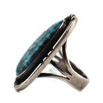 Julian Lovato (1925-2018) - Santo Domingo (Kewa) - Lone Mountain Turquoise and Sterling Silver Ring c. 1950s, size 7.25