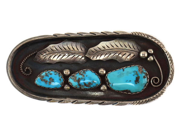Ramon Platero - Navajo - Bisbee Turquoise and Silver Overlay Pin with