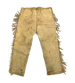 Santee Sioux Beaded Leather Pants with Floral Design c. 1890s, 35" x 16"