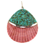 Lloyd Garcia - Santo Domingo (Kewa) - Turquoise Mosaic Inlay, Sterling Silver, and Scallop Shell Pendant c. 1980s, 2.75" x 2.125"