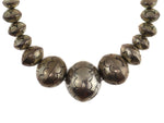 Navajo - Silver Beaded Necklace with Stamped Design c. 1940-60s, 28" length