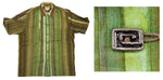 Lloyd Kiva New (1916-2002) - Cherokee Button-Up Shirt with Charles Loloma Silver Sandcast Buttons c. 1950s, 29.75" x 33.5"