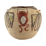 Zuni Polychrome Jar with Frog and Moth Designs c. 1910s, 6" x 7.5"