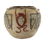 Zuni Polychrome Jar with Frog and Moth Designs c. 1910s, 6" x 7.5"