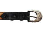 Rick Tolino - Navajo - Multi-Stone Channel Inlay, Sterling Silver, and Leather Belt c. 1970-80s, fits 27.25" - 30.25" waist