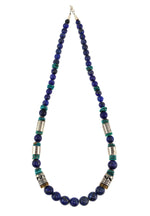 Tommy (1940-2014) and Rose Singer - Navajo - Lapis Lazuli, Turquoise, Gold and Silver Beaded Necklace c. 1990-2000s, 28" length