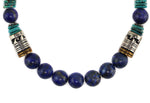 Tommy (1940-2014) and Rose Singer - Navajo - Lapis Lazuli, Turquoise, Gold and Silver Beaded Necklace c. 1990-2000s, 28" length