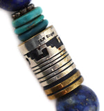 Tommy (1940-2014) and Rose Singer - Navajo - Lapis Lazuli, Turquoise, Gold and Silver Beaded Necklace c. 1990-2000s, 28" length