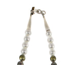 Tommy Singer (1940-2014) - Navajo - Mother of Pearl, Multi-Stone, Gold, and Silver Beaded Necklace c. 1980-90s, 30" length