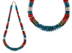 Tommy Singer (1940-2014) - Navajo - Turquoise, Spiny Oyster, Gold, and Silver Beaded Necklace c. 1990-2000s, 32" length