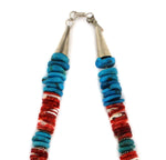 Tommy Singer (1940-2014) - Navajo - Turquoise, Spiny Oyster, Gold, and Silver Beaded Necklace c. 1990-2000s, 32" length