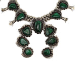 Possibly Jamison Kee - Navajo - Malachite and Silver Squash Blossom Necklace, Bracelet, Earrings, Pendant, & Ring Set c.1950-60s