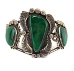 Possibly Jamison Kee - Navajo - Malachite and Silver Squash Blossom Necklace, Bracelet, Earrings, Pendant, & Ring Set c.1950-60s