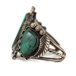 Possibly Jamison Kee - Navajo - Malachite and Silver Squash Blossom Necklace, Bracelet, Earrings, Pendant, & Ring Set c.1950-60s