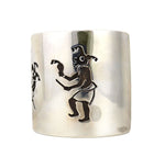 McBride Lomayestewa (1932-2002) - Hopi - Silver Overlay Bracelet with Kachina and Corn Stalk Pictorials c. 1970-80s, size 6.75