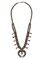 Juan De Dios (1882-1944) - Zuni - Turquoise and Silver Beaded Child's Squash Blossom Necklace c. 1930-40s, 20" length