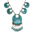 Annie Quam Gasper (1927-2002) - Zuni - Turquoise Channel Inlay and Silver Necklace c. 1960-70s, 16" length