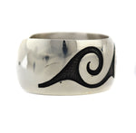 Anderson Koinva - Hopi - Contemporary Sterling Silver Overlay Bracelet with Pictorial Design, size 6.5