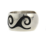 Anderson Koinva - Hopi - Contemporary Sterling Silver Overlay Bracelet with Pictorial Design, size 6.5