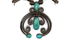Lewis Lomay (1913-1996) - Hopi - Turquoise and Silver Squash Blossom Necklace c. 1950s, 25" length