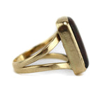 H. Cortez - Navajo - Fire Agate, Diamond, and 14K Gold Bolo Tie and Ring Set c. 1960-70s